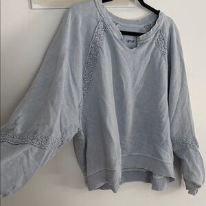 aerie Powder Blue Lace-Trim Sweatshirt